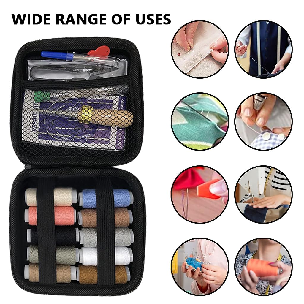 HASTHIP Leather Sewing Kit, 47 Pieces Upholstery Repair Sewing Kit with Sewing Awl, Seam Ripper, Leather Hand Sewing Stitching Needles, Sewing Thread for Car, Sofa, Backpack, Shoe, Craft DIY