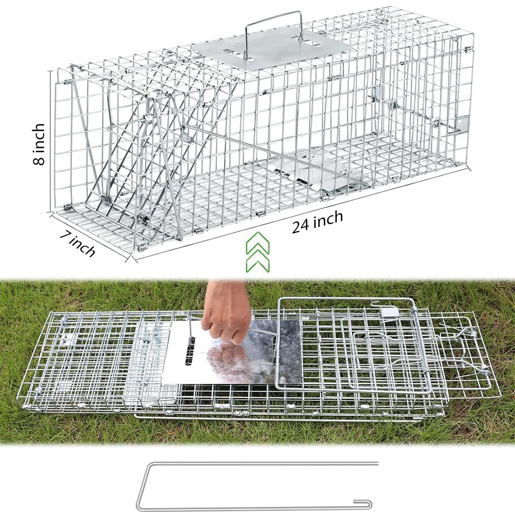 Proberos Live Animal Cage Trap, One-Door Animal Trap forRabbits, Stray Cat, Squirrel, Raccoon, Mole, Release Cage with Handle for Urban Wildlife Rescue 24