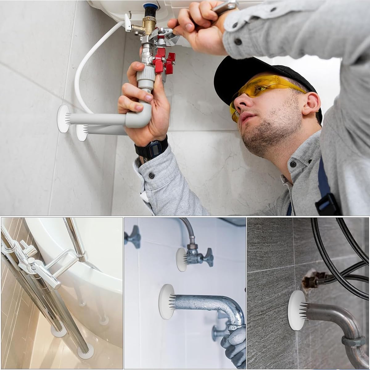 HASTHIP 5Pcs Pipe Cover Decoration for 14-45mm Plumbing Plumbing Plates Water Pipe Cover Water Pipe Drain Line Cover Radiator Escutcheon PP Plastic White Decorative Toilet Pipe Cover
