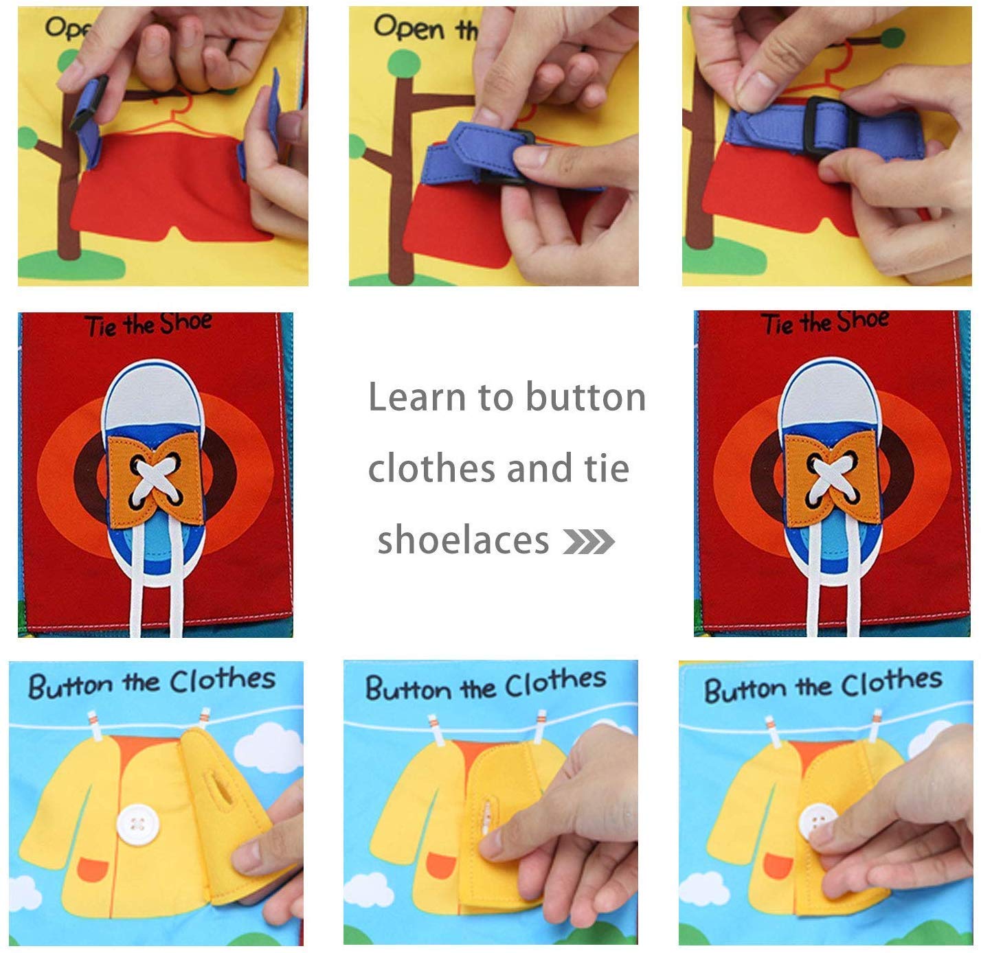 PATPAT Cloth Book For Babies Infant Kids Early Development Cloth Book Learning Educational Baby Toys Soft Toys Gifts For Newborn, Yellow