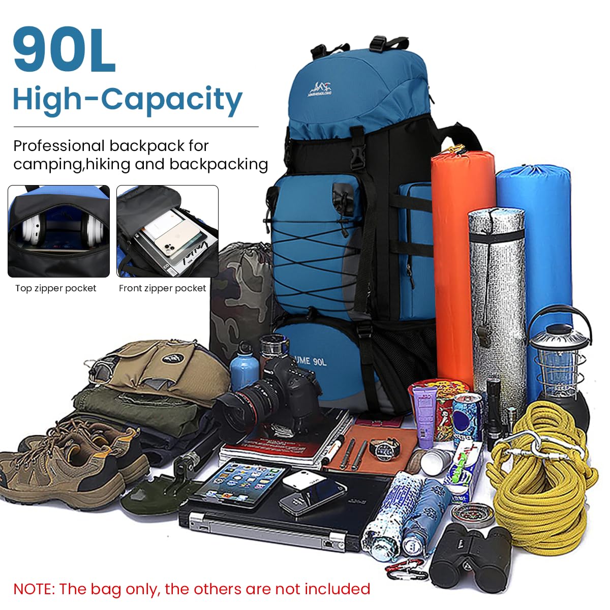 GUSTAVE 90L Extra Large Travel Backpack Hiking Trekking Bag Camping Rucksack bags Waterproof Terkking Backpack with Rain Cover Burden-relief Backpack for Travel, Terkking, Hiking, Camping