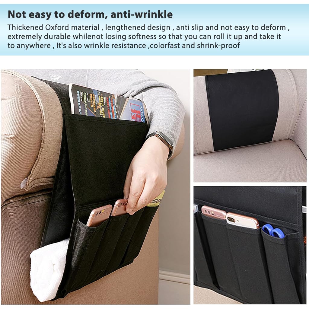 HASTHIP Armchair Caddy for Couch Remote Control Holder Recliner Armrest Organizer Non Slip Sofa Arm Chair Caddie Storage for Chair, Sofa, Bedside