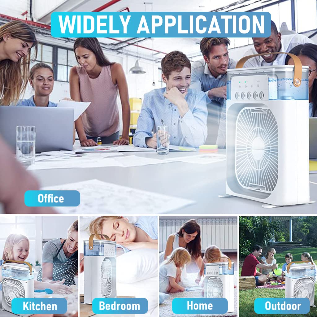 ZORBES USB Cooling Fan 2 in 1 Desk Air Humidifier Fan LED Cooling Fan with 3 Speed & 5 Mist Spray Mode Portable Evaporative Air Cooler with Cooling Fan for Bedroom, Office, Dorm