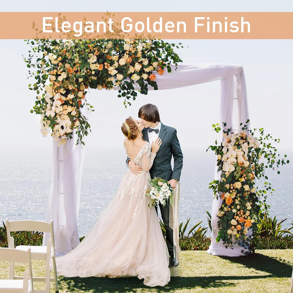 HASTHIP 200cm Wedding Arch Backdrop Stand - Metal Square Backdrop Stand Decoration - Gold Wedding Arches Stand - Square Balloon Arch Stand for Wedding - for Wedding, Birthday, Background Decoration