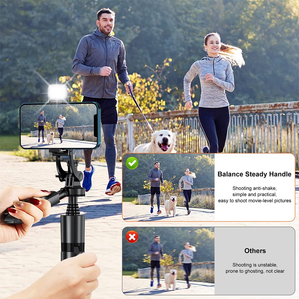 ZORBES 60'' Retractable Phone Tripod Rotatable Selfie Stick Tripod for Phone & DSLR Professional Photography Tripod with Fill Light, Lightweight Selfie Stick Tripod with Bluetooth Remote