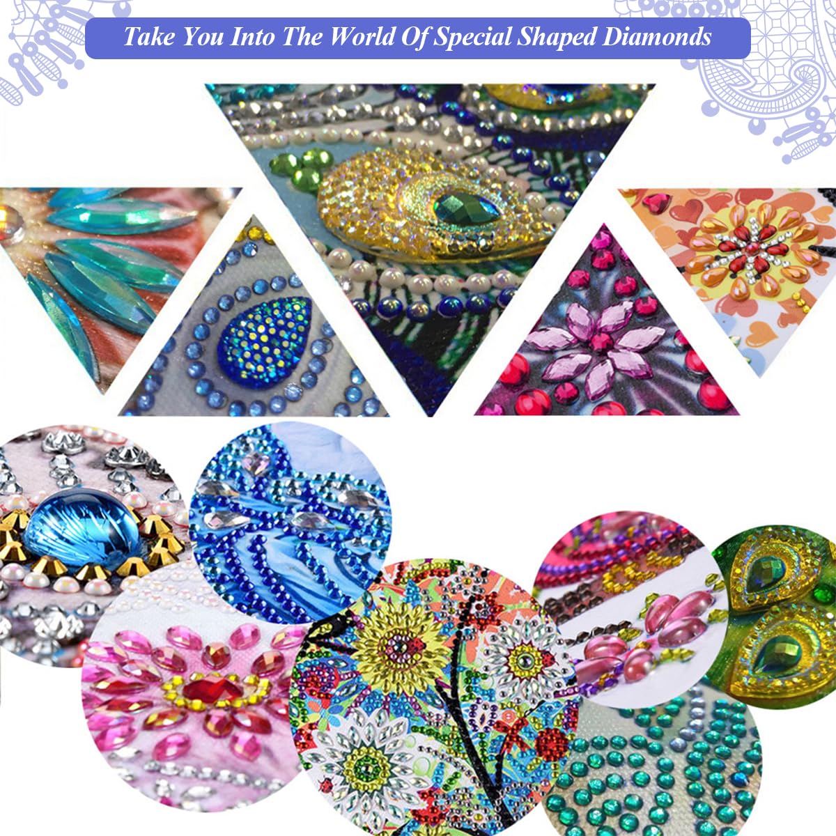 HASTHIP DIY Makeup Bag Diamond Painting Art Material Kit with Color Gem Packs, Tools & Accessories, Blue Mandala Diamond Painting Utility Bag with Lanyard DIY Diamond Craft Gift, 8.26x6.29 inches