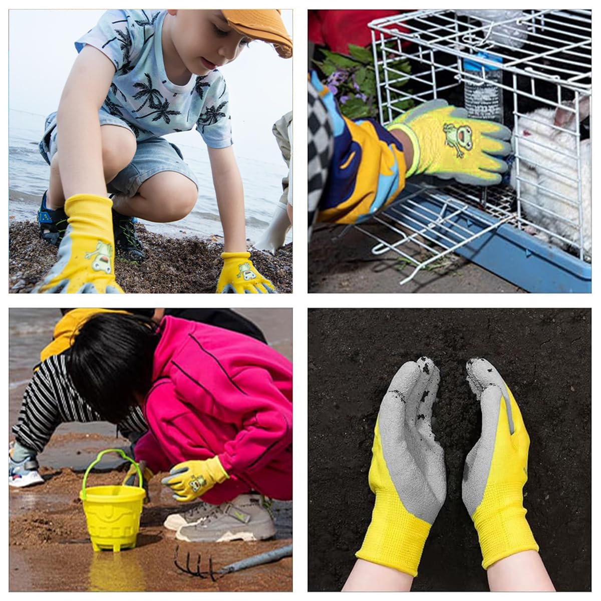 Serplex® Kids Gloves Safety Gardening Gloves Protective Rubber Coated Gardening Gloves Digging Gloves Field Trip Safety Gloves for Hands Protection, Ideal for Kids 5-7 Years Old