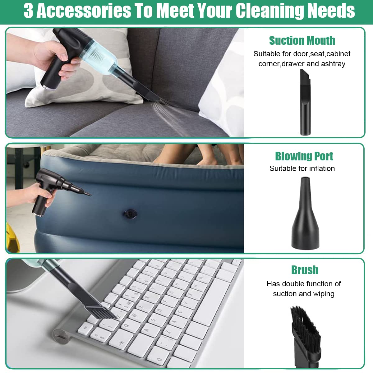 ZORBES Electric Compressed Air Duster - Cordless Electric Air Duster, 50, 000RMP Air Blower for Computer, Effective Keyboard Cleaner, Canned Air Replacement, Computer Cleaner Keyboard Duster