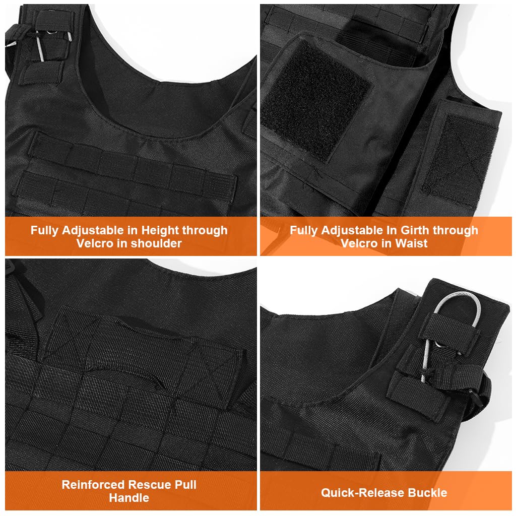 Proberos Tactical Vest, Military Vest Officer Tactical Vest for Men and Women Multi Pockets Modularity Vest Lightweight Outdoor Multifunction Vest, 4 Pouches and one walkie talkie pouch
