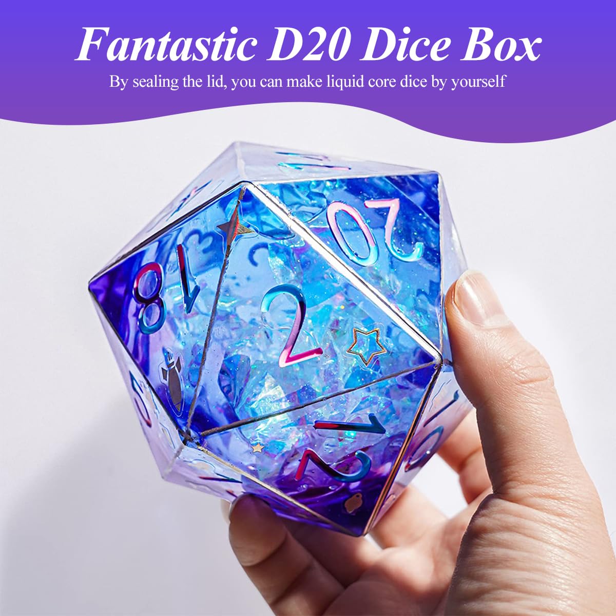 HASTHIP Dice Mold Silicone Mold for Multi-Faceted Dice D20 Dice Silicone Molds for DIY Multi-Faceted Dice Dragons and Dungeons Tabletop RPG Gaming Dice Roller Game, Epoxy Resin Mold