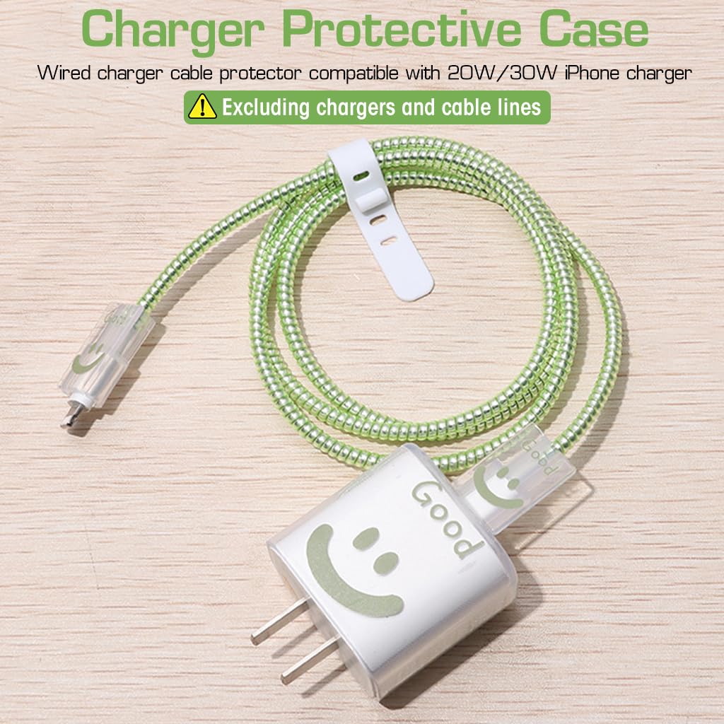 Verilux Charger Protector, Set of 4Pcs Charger Cover Cable Coil Sleeve Cable Connector Cartoon Case Compatible with 20W/30W iPhone Charger