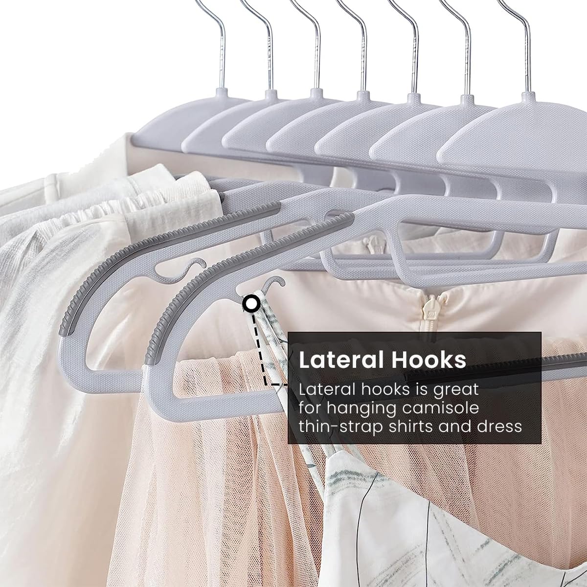 HASTHIP 10pcs Plastic Clothes Hangers Dry Wet Hangers Space Saving Clothes Hangers, Durable Clothes Hangers with Non-Slip Pads, Clothes Hanger for Bedroom Closet Wardrobe for Shirts, Pants, Scarves