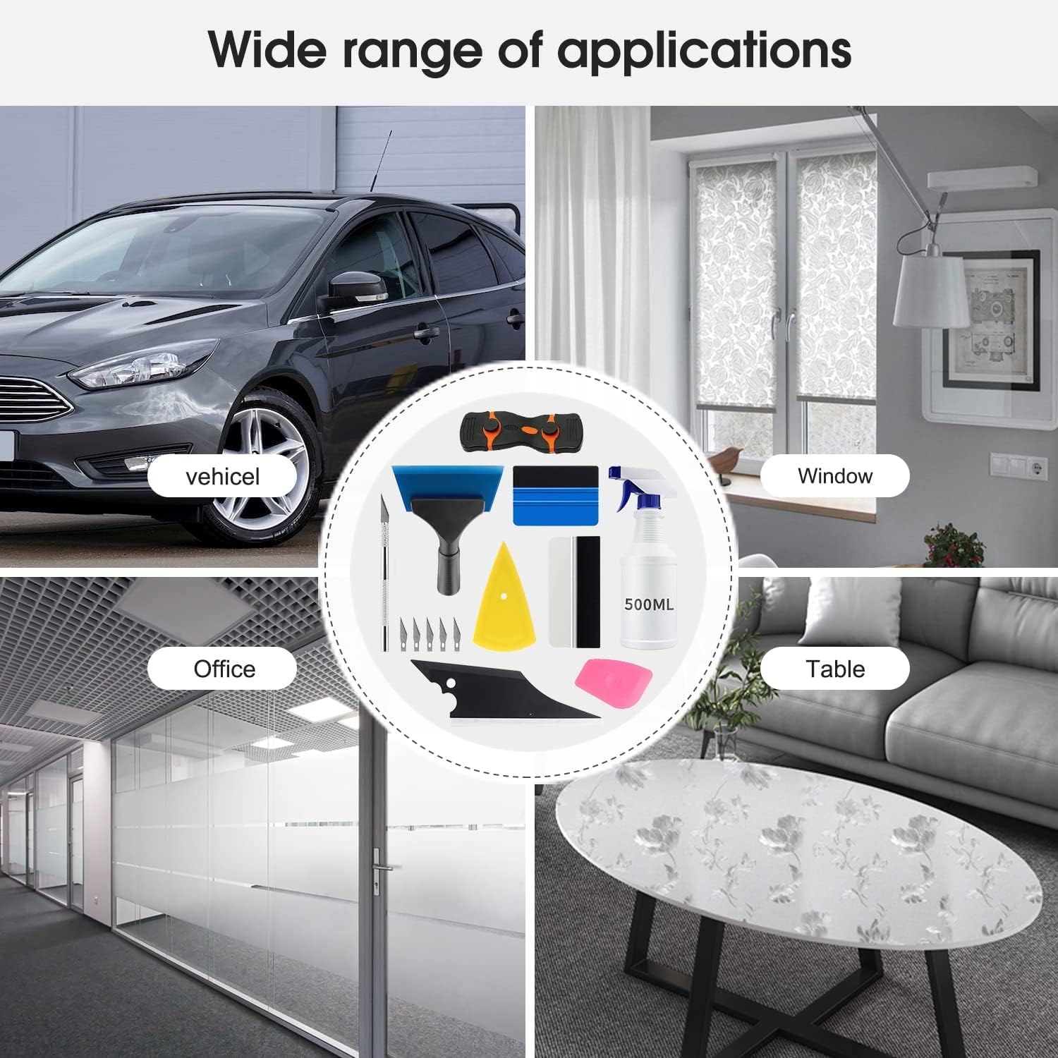 Serplex 14PCS Car Window Tint Application Tool Kit, Car Tint Film for Window Car Paint Protective Film Application Tool Kit Auto Vinyl Wrap Installation Kit for Car, Squeegee Tool Utility Cutter Set for Vinyl