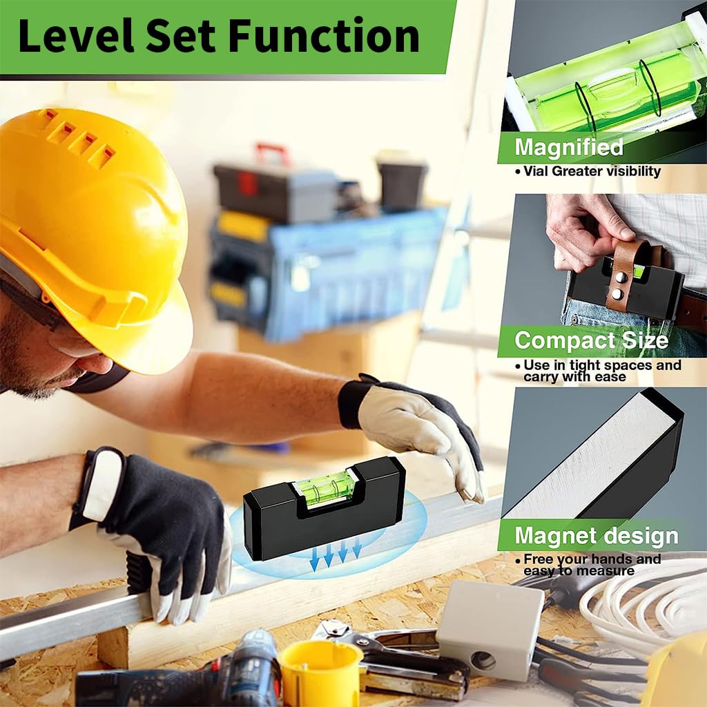 Serplex 4-In-1 Portable Small Level Bubble Tool Set Magnetic Pocket Level, T Level, Hanging Line Level, Circular Level, Bubble Spirit Levels Set Precision Magnetic Horizontal Bubble Level With Box