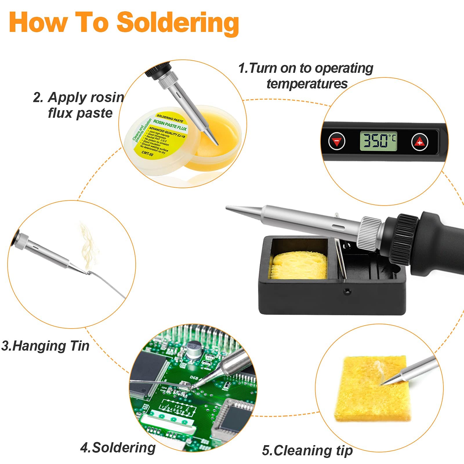 ZORBES 80W/220V Welding Tool, Temperature Adjustable Electric Soldering Iron Tool kit for DIY Electronics Assemble, Electronics Repaired Usages of soldering gun machine, solder machine.
