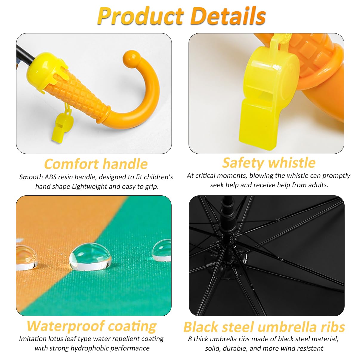 PATPAT Kids Umbrella for Sun & Rain UPF 50+ Black Coating Lining Design Strengthed 8-Ribbed Windproof Umbrella Travel Lightweight Umbrella for Kids Cartoon Dinosaur Print Umbrella