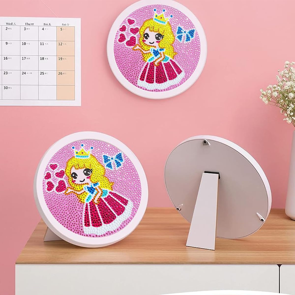 PATPAT 5D Diamond Painting Kits for Kids Wooden Frame Diamond Arts and Craft Kit Snow White Princess Diamond Art Kit with Frame & Tool Art Craft DIY Desk Decoration for Girls 6-8 9-12 Gift for Kids