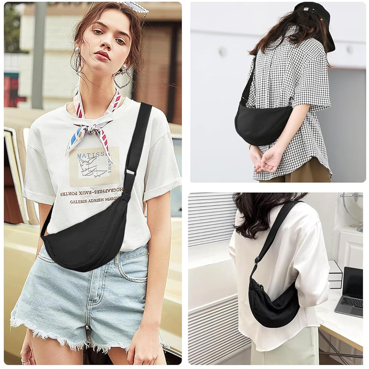 PALAY Nylon Crescent Hobos & Shoulder Crossbody Bag - Compact, Adjustable & Waterproof Casual Style Dumpling Bag, Color Small Chest Bag for Woman