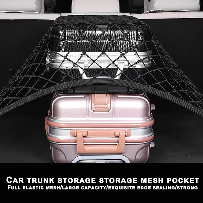 STHIRA® Elastic Bungee Cargo Net Car Trunk Mesh Double Layer Stretchy Tie Down with Hooks Utility Mounting Accessories 80x60cm 2 PCS