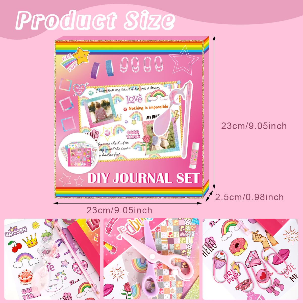 PATPAT 150+Pcs DIY Scrapbook Kit for Girls Cartoon Unicorn Themed Scrapbook Journal Sticker Gift Box Journal Stickers Cute Diary Supplies Kit Art and Craft Kit Birthday Gift for Girls