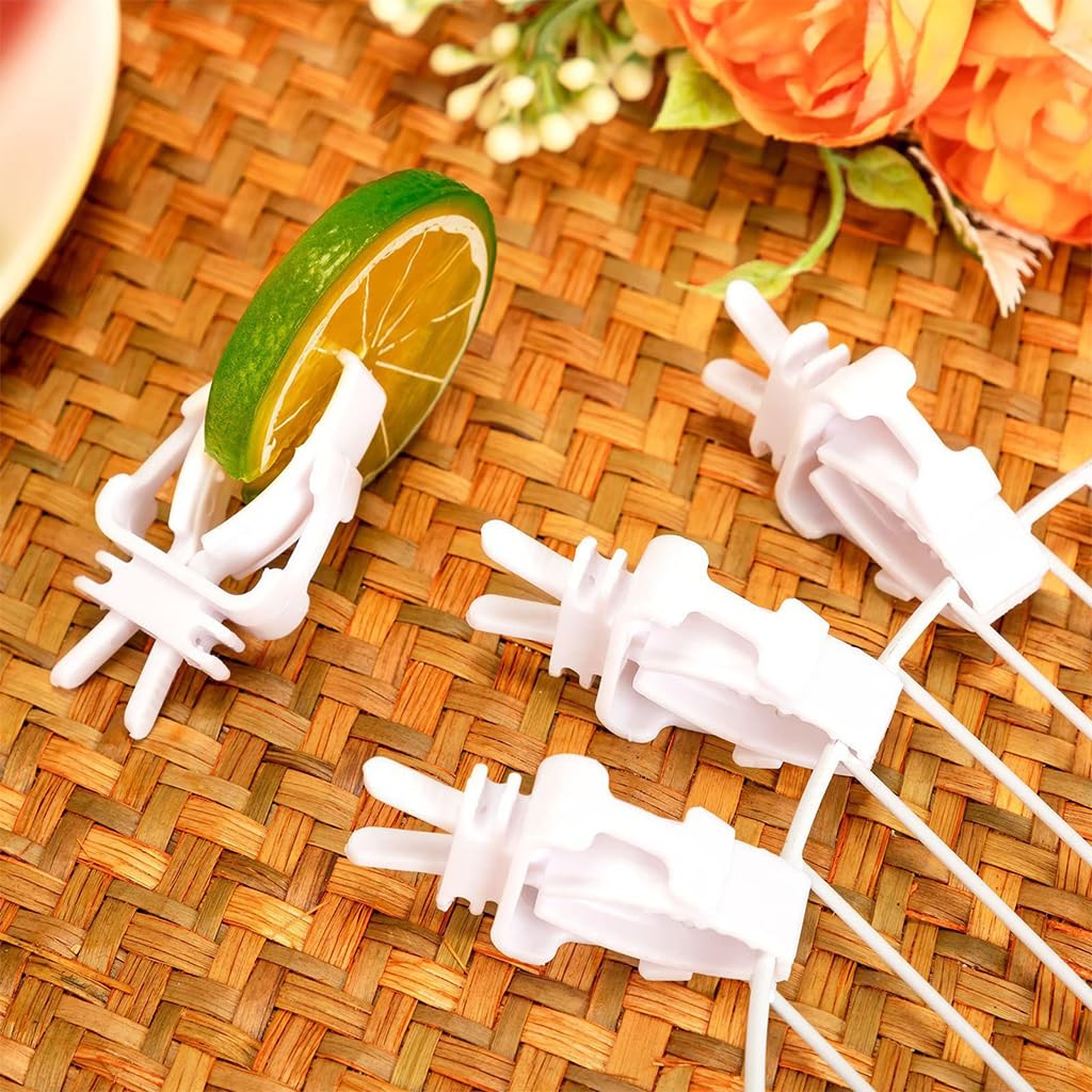 Qpets Pet Food Clip, 6Pcs Bird Food Clips Holder for Cage Fruit Slice Clip Holder for Cage Plastic Bird Food Clip for Fruit Slices, Vegetable Leaf, Stem