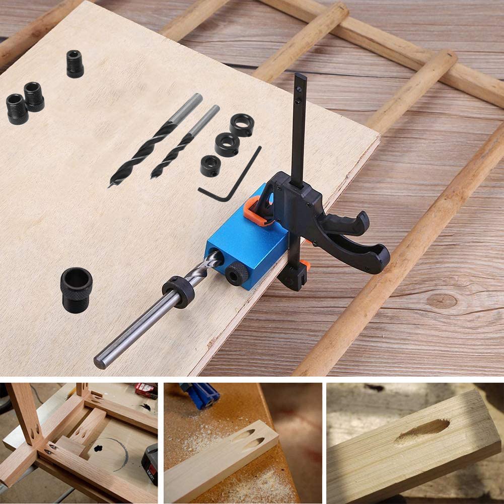 Supvox 14Pcs Angle Tool Carpentry Locator, 15 ¡ãOblique Drilling Locator Drilling Hole Guide with 6/8/10mm Drill Bits Drill Jig Joinery Kit Carpenters (Aluminum Alloy)