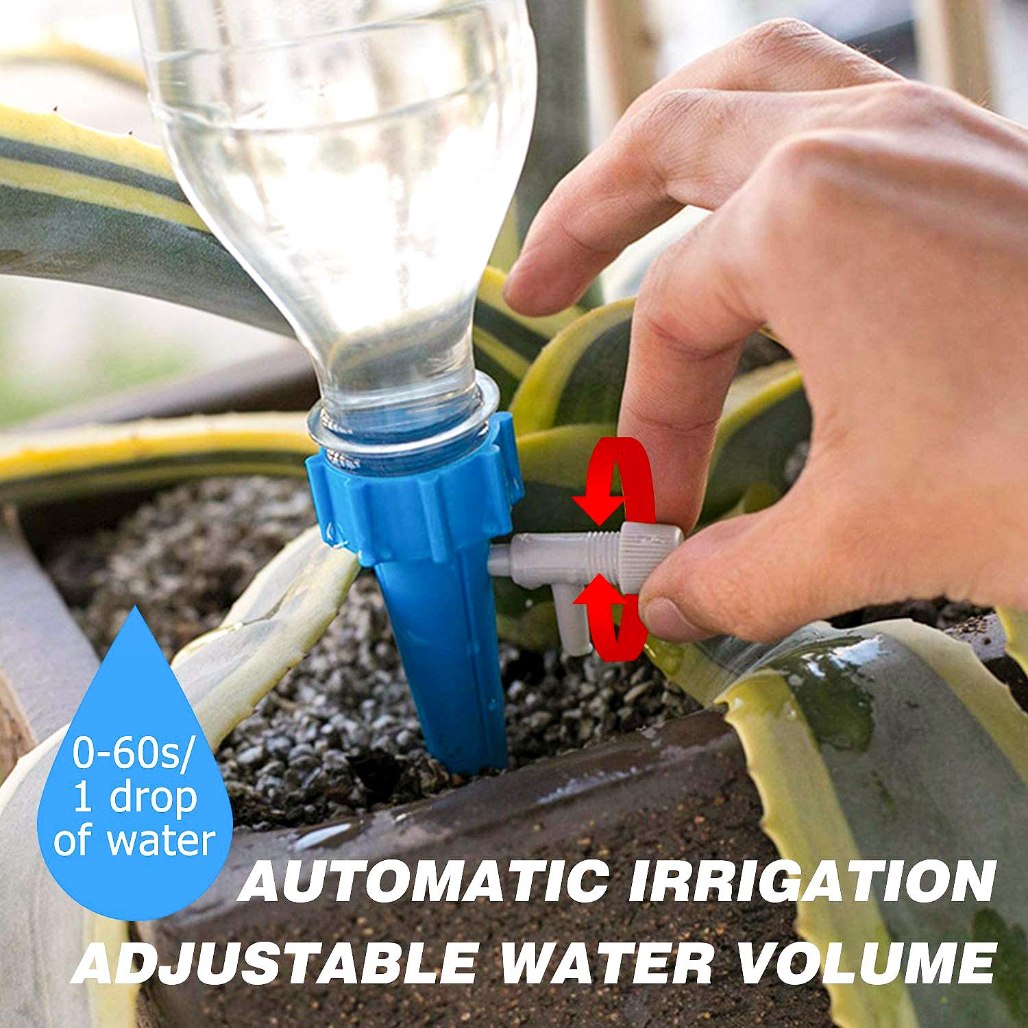 HASTHIP Plastic 24 Pcs Drip Irrigation Kit For Home Garden, Self-Watering Spikes For Plants, Automatic Plant Water Dropper