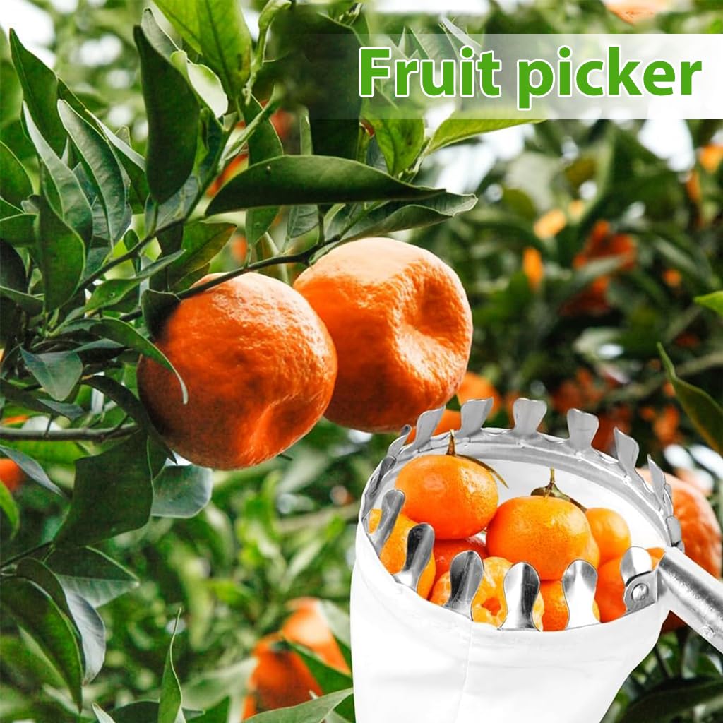 HASTHIP Extendable Mango Plucker Tool - 10.5ft Fruit Plucker with Adjustable Pole - Alloy Material Telescopic Pole - Equipped With Net & Pole - Tree Fruit Plucker Stick - Easy To Use Fruits Catcher