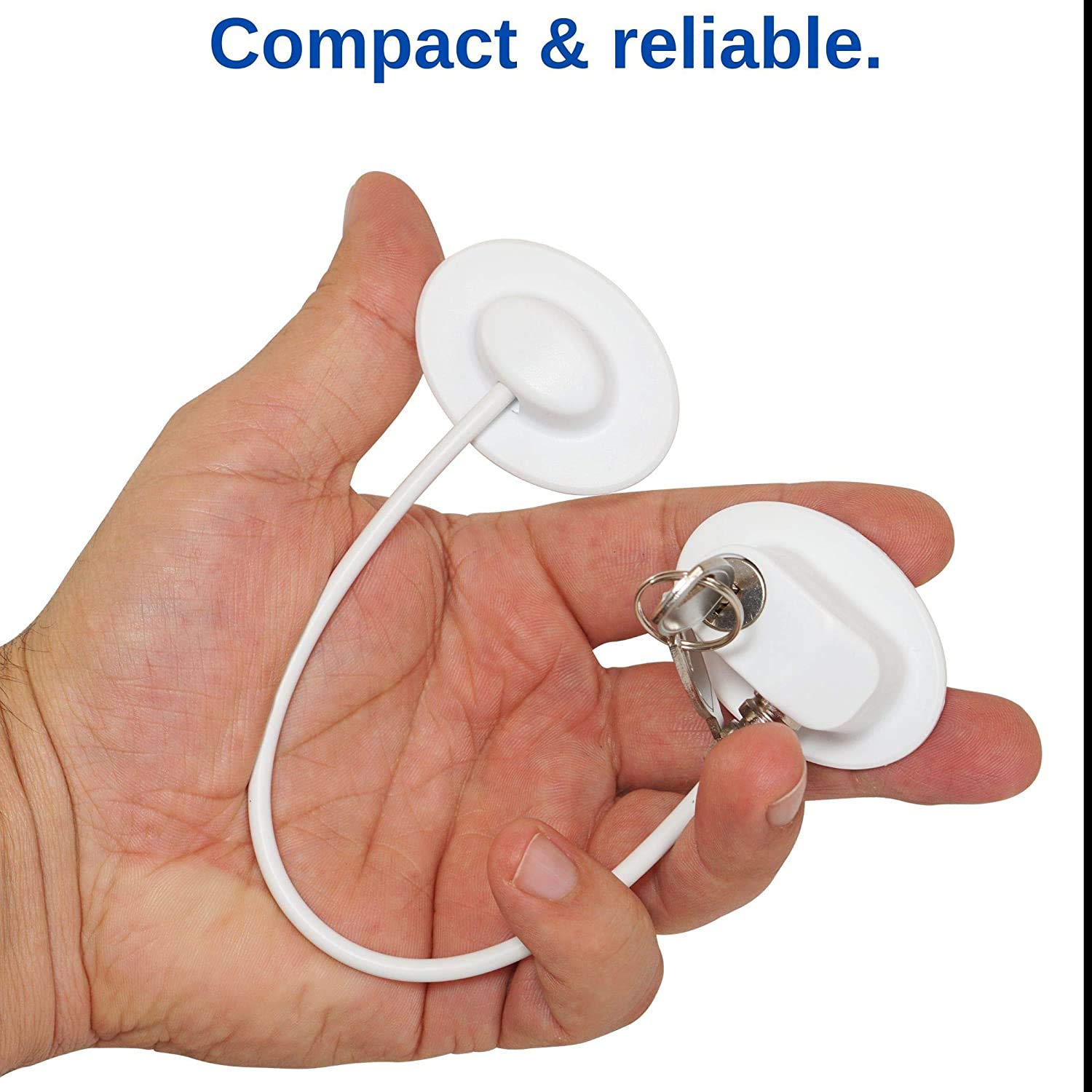 GUSTAVE Safety Door Locks with 2 Keys for Cupboard, Cabinets, Fridge & Freezers, Child Security Locks, Childproof Your House, with Adhesive, Residue-Free, White