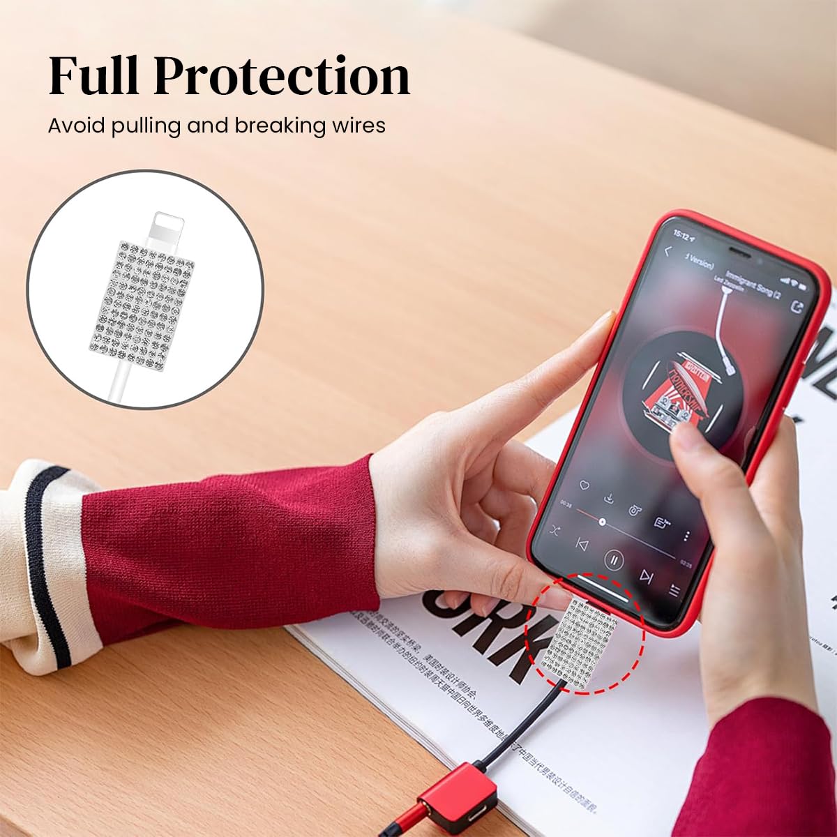 Verilux Set of 3 Fashion Rhinestone Charger Protector Skin Cover & Charging Cable Protector for iPhone 15 20W, Anti-Scratch Charger Adapter Protector Charging Cable Sleeve, for iPhone Accessories