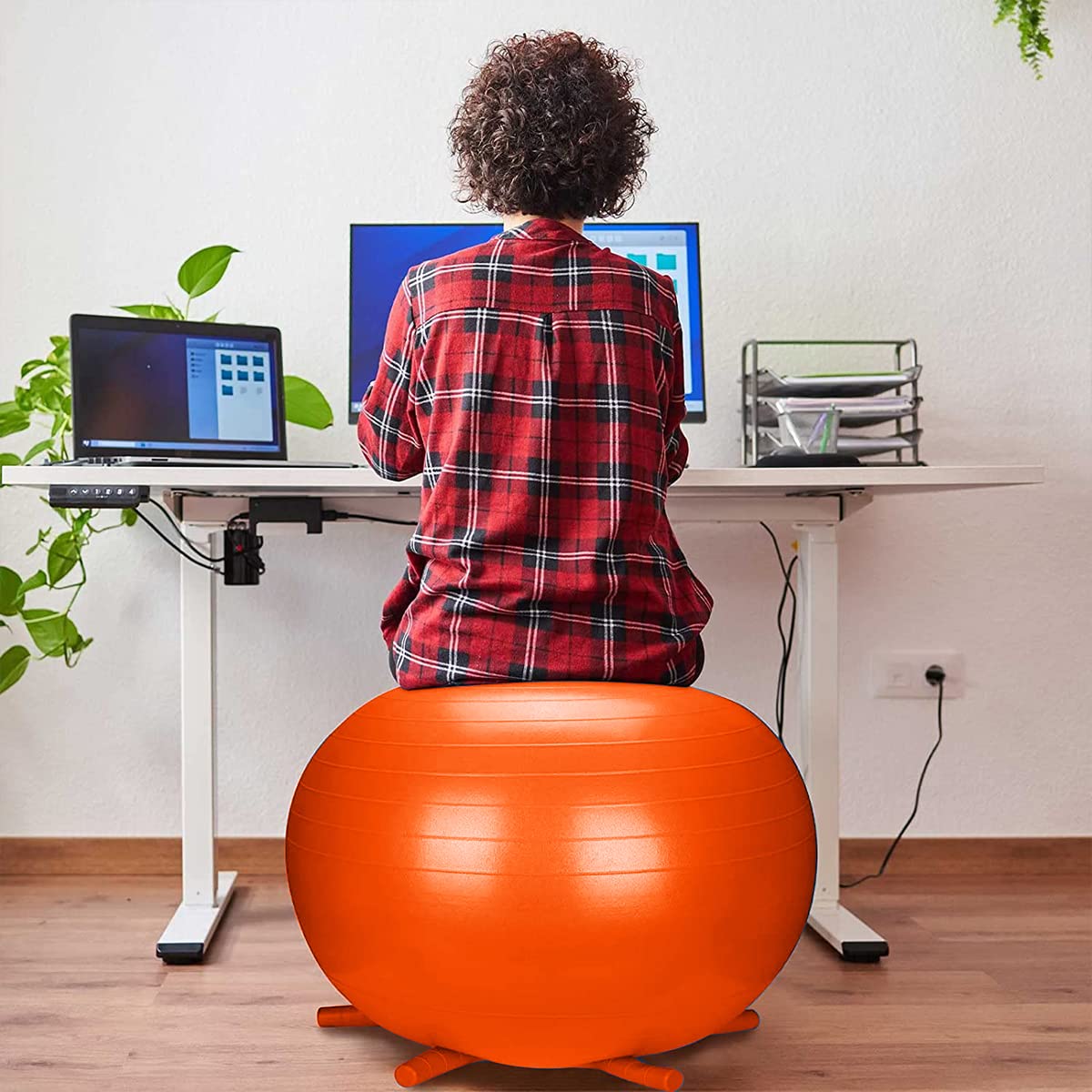 Proberos Gym Ball for Exercise, Round Shape Swiss Ball for Exercise, Workout, Yoga, Pregnancy, Birthing, Balance & Stability, Gym Ball Pilates Ball Toning Ball air Filled Ball 52cm