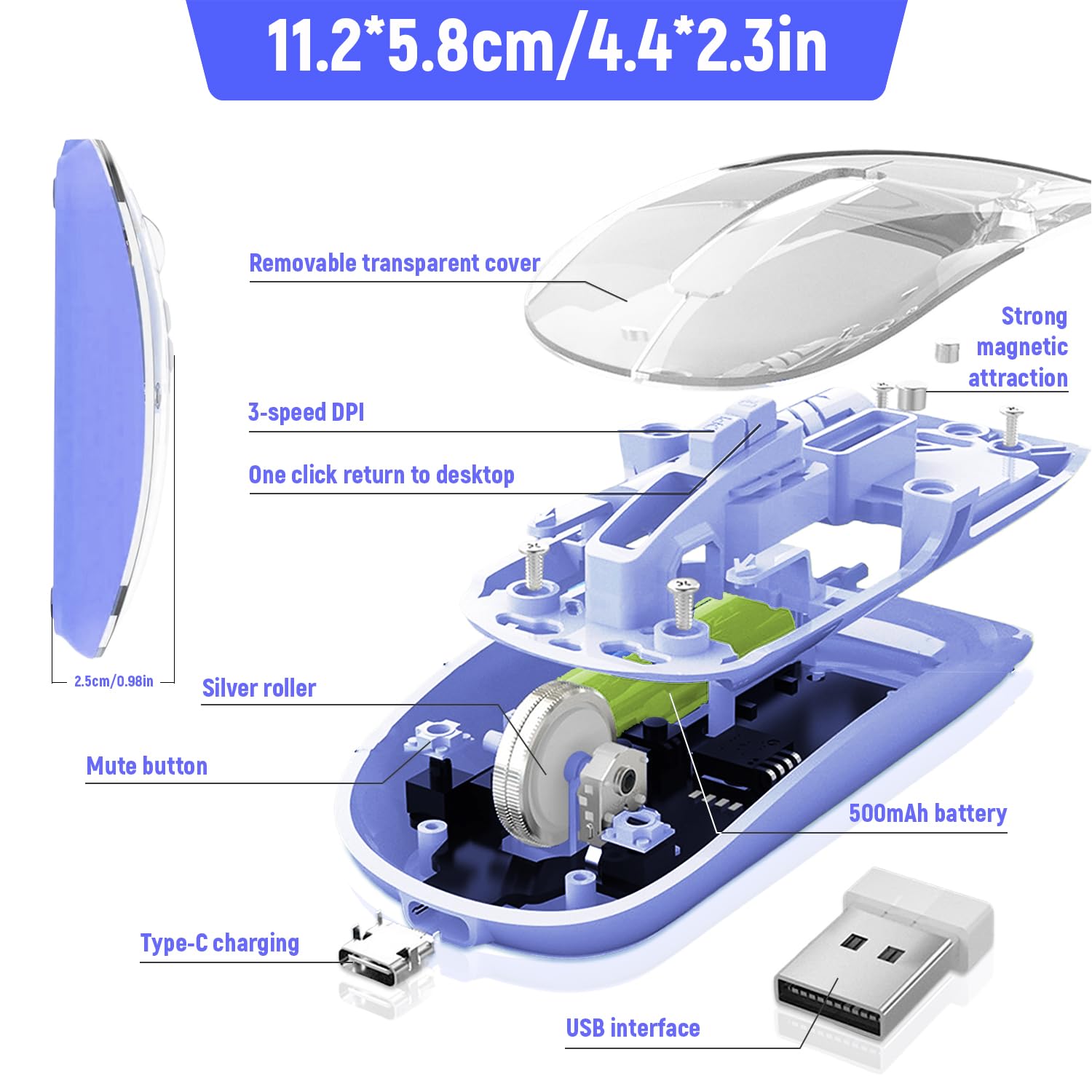 Verilux Transparent Wireless Mouse
