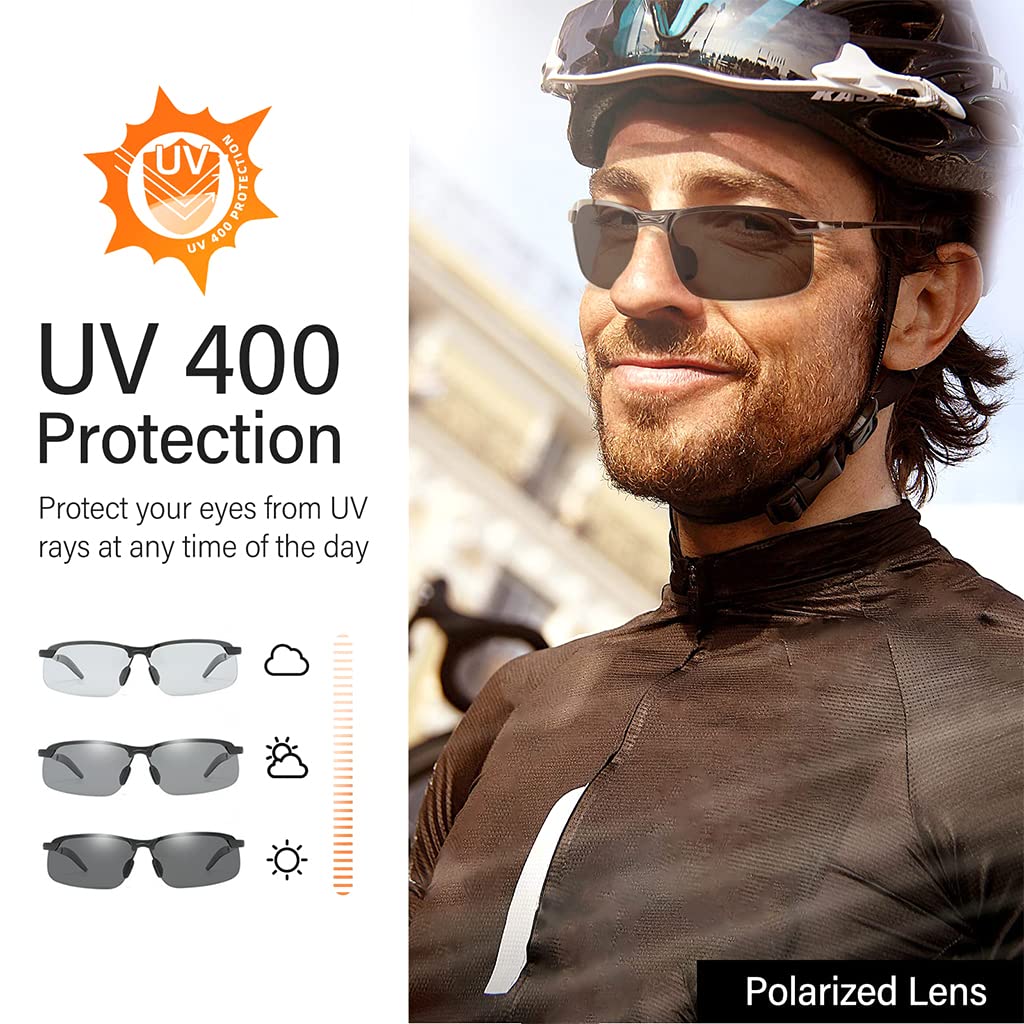 GUSTAVE Polarized Sunglasses for Men UV Protection Photochromic Day and Night Sunglasses with Sunglases Case for Riding, Fishing, Golfing, Driving Fashion Sunglasses for Men