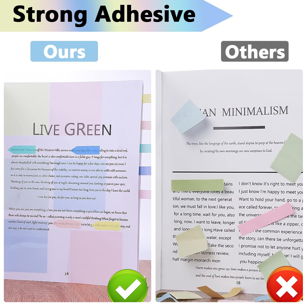 HASTHIP 650 Sheets Sticky Notes, Self Adhesive Transparent Sticky Notes, Pastel Clear Sticky Notes, See Through Coloured Translucent Sticky Notes for Students School Office Supplies