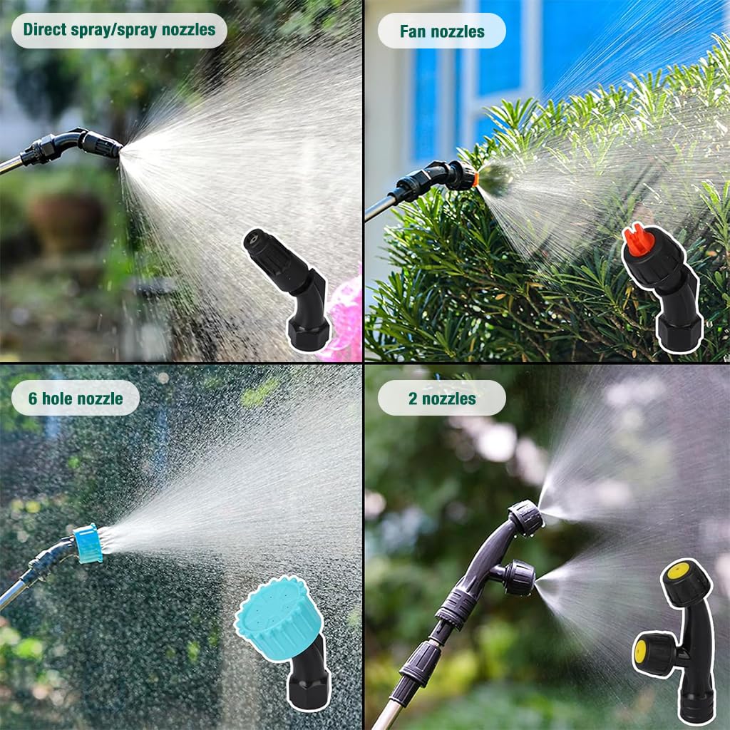 HASTHIP Electric Water Sprayer with 8L Capacity Containter Fine Mist Electric Sprayer with 4 Switchable Sprayer Nozzles Water Mist Sprayer Electric Water Sprayer for Gardening, Agriculture, Car Wash