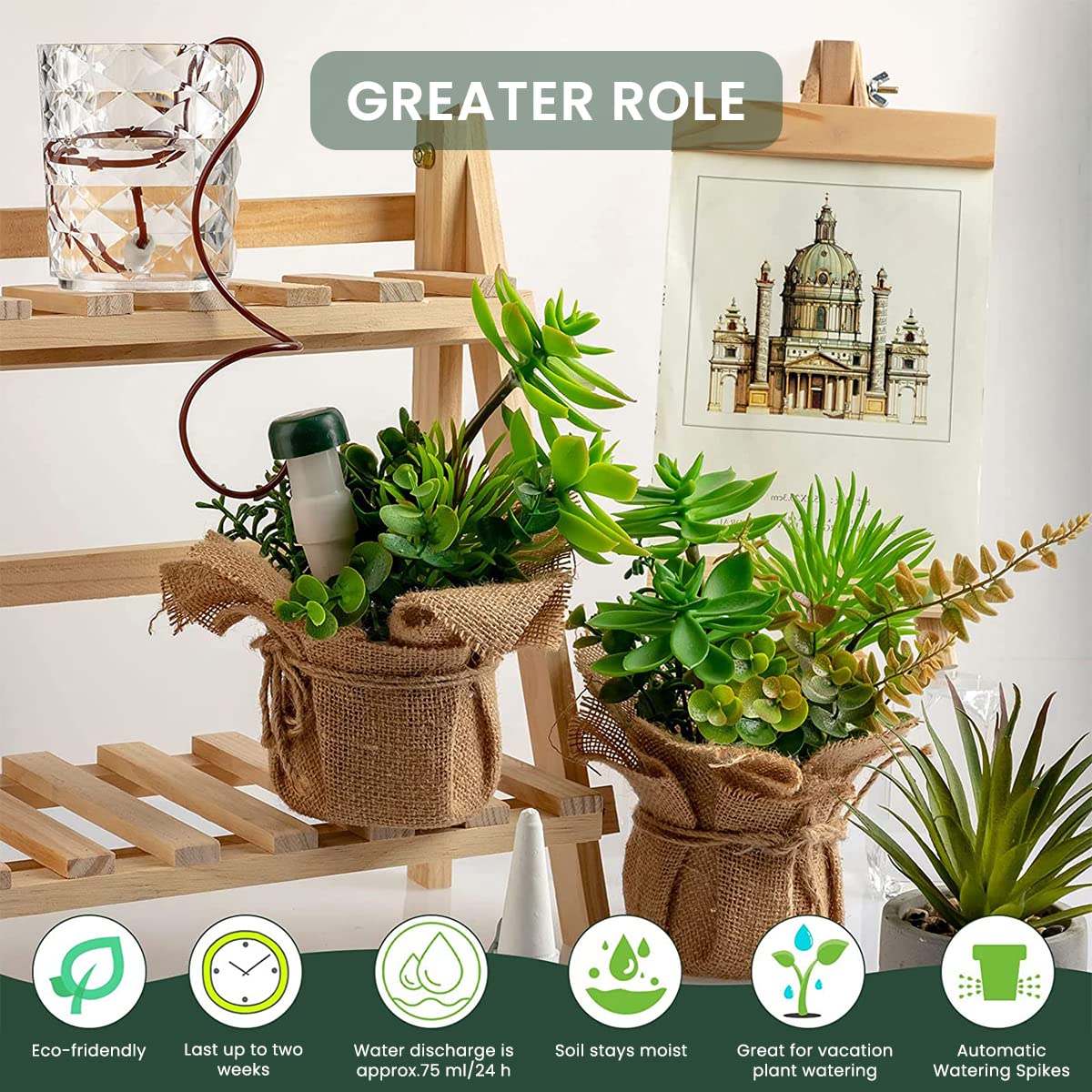 HASTHIP 4Pcs Drip Irrigation Kit for Pots Plant, Ceramics Plant Watering Device, Automatic Watering Gadget for Garden Home Office Travel Vacation