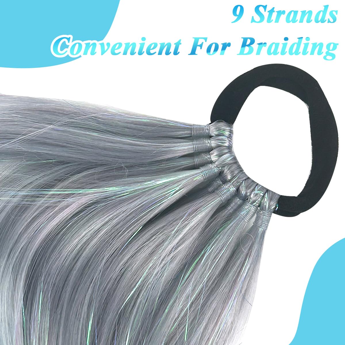 PALAY Ponytail Extension With Hair Tie 26in Colour Hair Extensions for Women Girls Braiding Rainbow Ombre Pony Tail Hair Extensions for Kids Braids Festival Rave Crazy Hair Day
