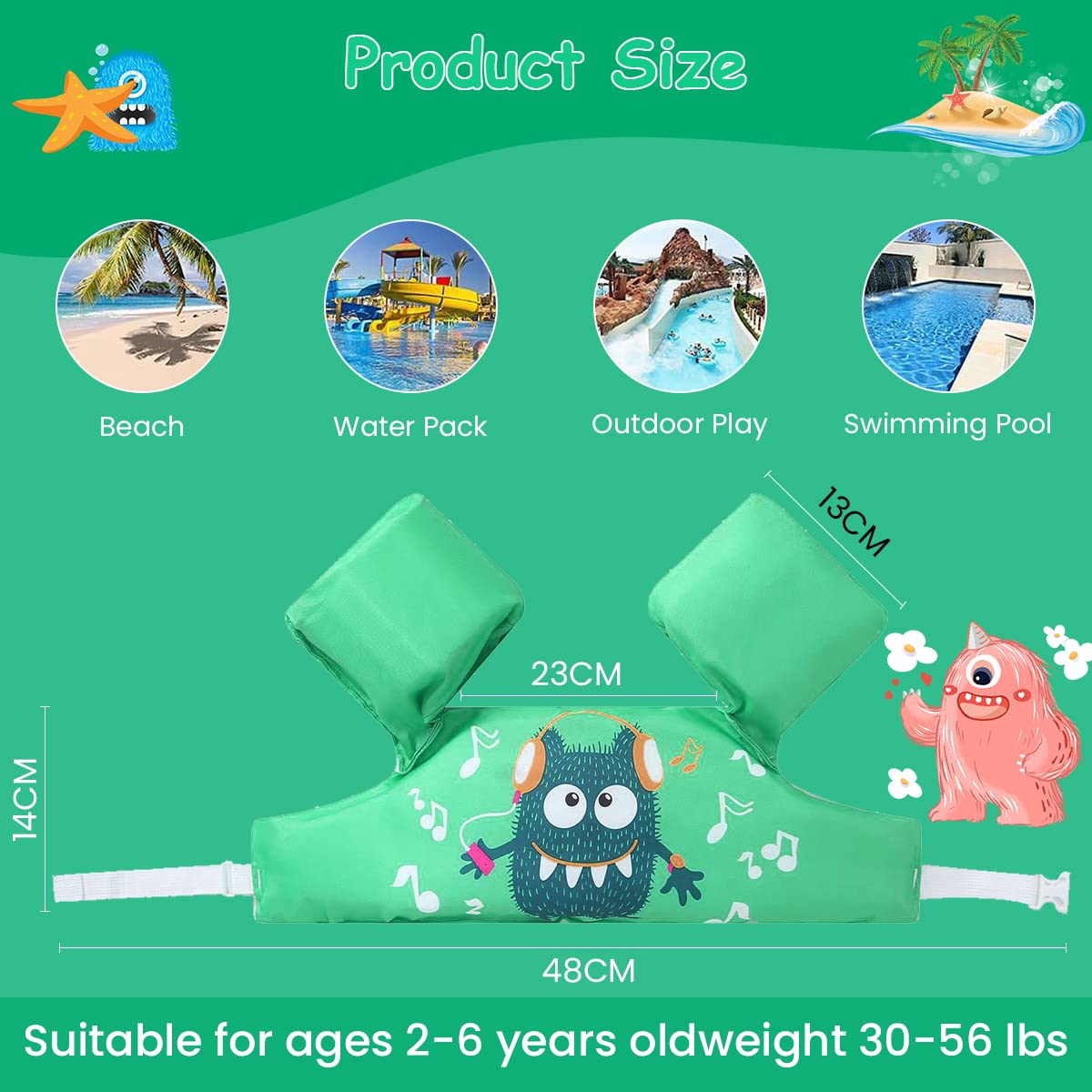 Proberos Swimming Jacket Kid Life Vest Child Cute Swim Vest for Swiming Training, Infant Safety Swim Aid for Toddler Boys & Girl Under 25KG