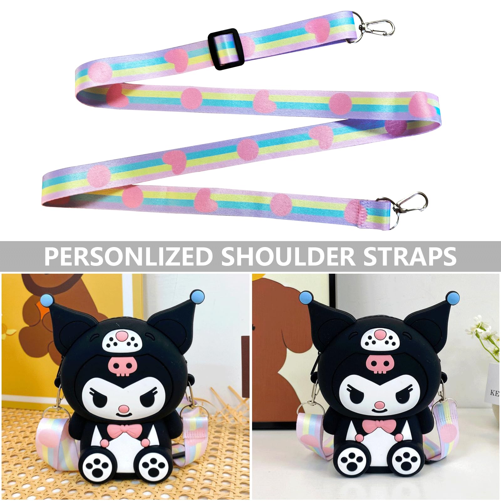 PALAY Kuromi Purse for Girls, Kawaii Small Bag for Girls Silicone Girls Purse Mini Bag Cartoon Cute Bags for Girls Daily Casual Coin Purse Phone Pouch Fashion Sling Bag for Girls 4.33*5.9*1.57 Inch