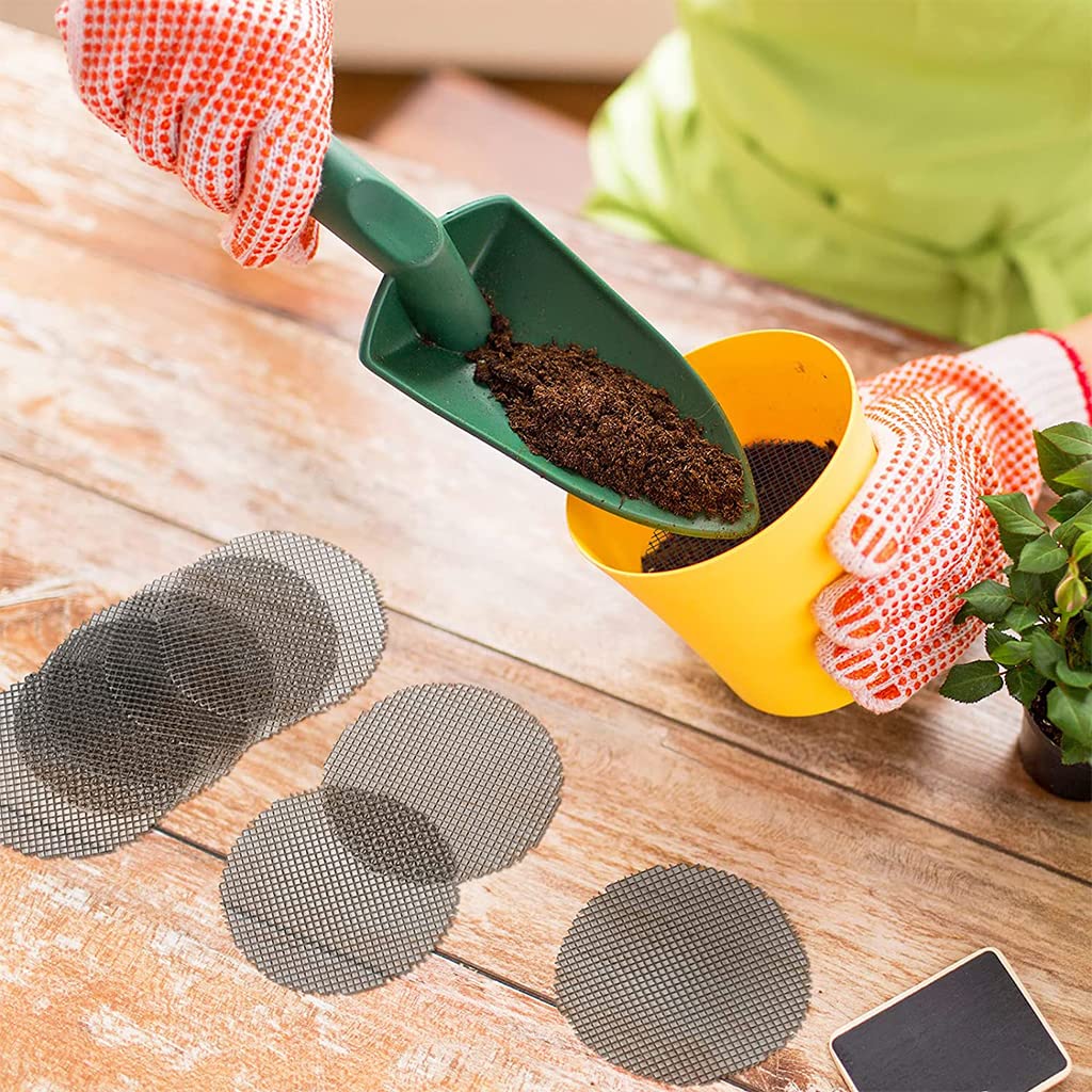 HASTHIP 100Pcs Plant Pot Mesh Pads Round Flower Pot Screen 7.5cm Diameter Plastic Mesh Plant Pot Flower Pot Drainage Meshes Improve Air Circulation for Small Plant Pots, Flower Pots
