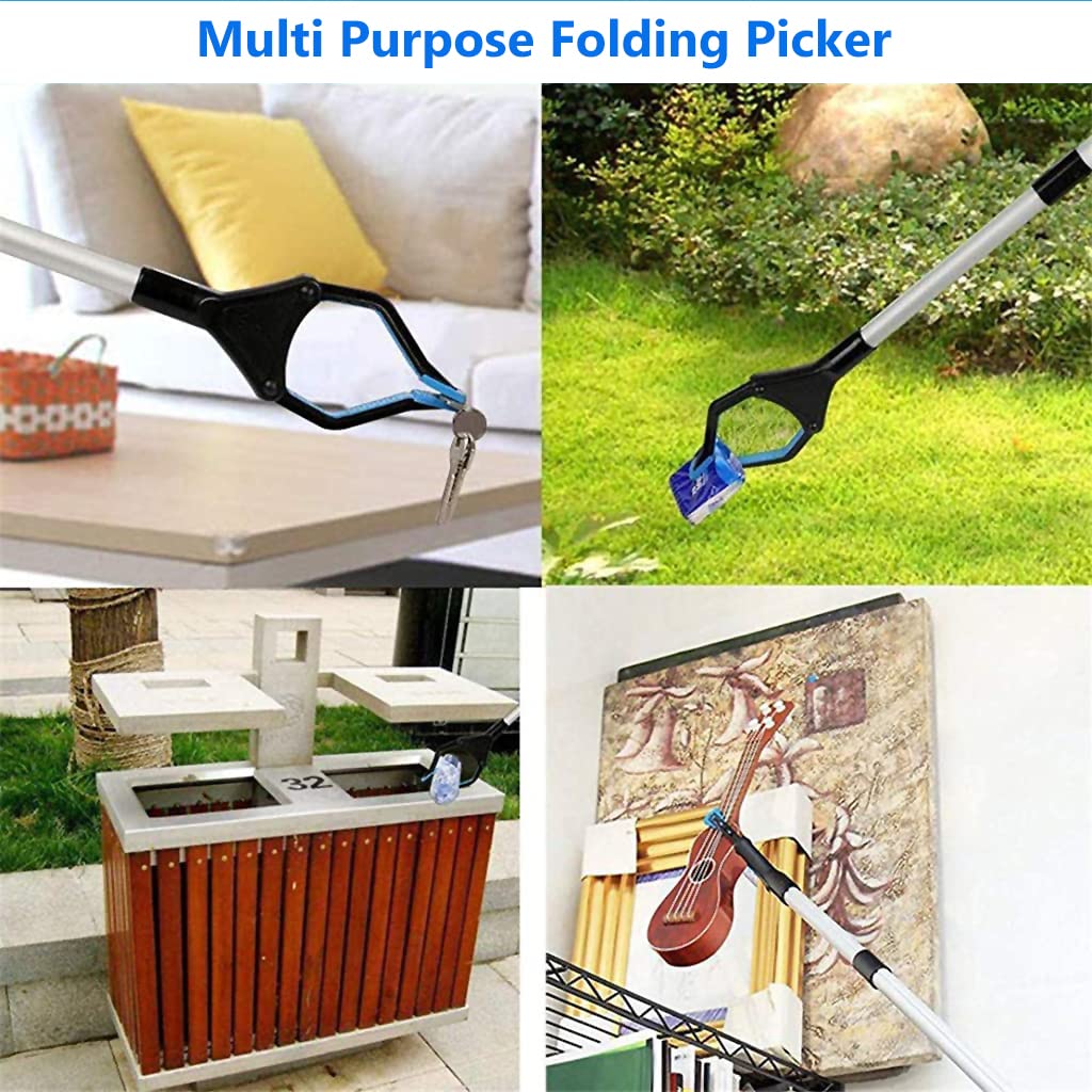 HASTHIP 80cm Foldable Litter Picker Long Arm Litter Picking Equipment Rubbish Pick Up Hand Tool Reaching Aids Grabber Tool for Elderly
