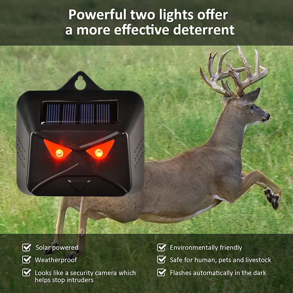 Qpets Solar Animal Repeller Light-Controlled Mouse Repellent with Flash Light, Auto Motion Sensor Animal Repeller Animal Deterrent Devices Outdoor for Rabbit, Rats, Bird, IP44 Repeller