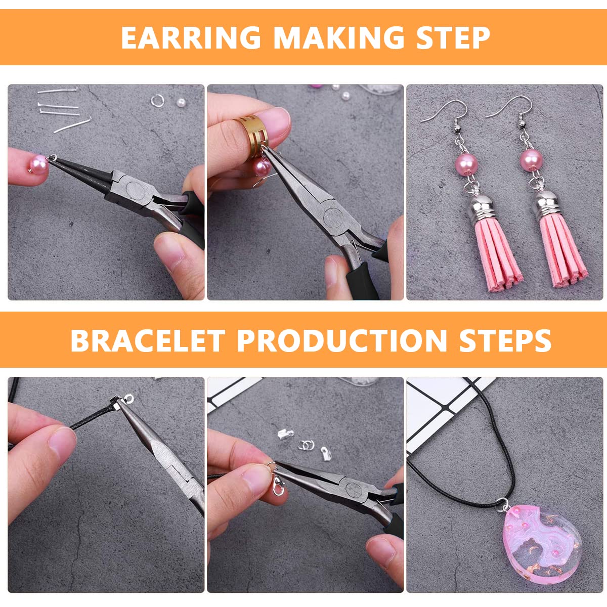 HASTHIP Jewelry Making Tools with Portable case, DIY Work Materials Kit with Complete Set of Jewellery Making Tools for Earings Necklace etc