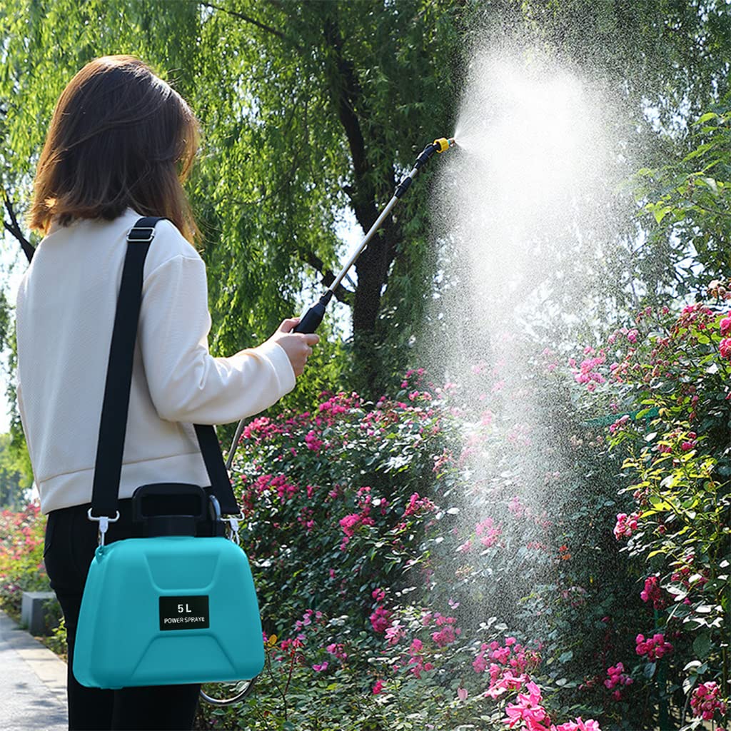 HASTHIP Electric Agriculture Sprayer with 5L Watering Can & 3m Pipe & 2 Nozzles, USB Rechargeable Sprayer Pump, Portable Sprayer with Telescopic Wand for Gardening for Greenhouse Planting Bush Flower