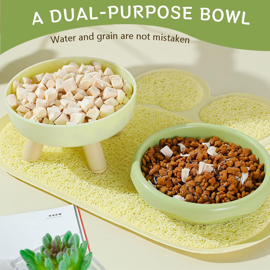 Qpets Cat Feeding Bowl, Elevated Pet Feeding Bowl with Feet, Cat Bowl for Dry & Wet Food Feeding Bowl for Cat Dog Food Grade PP Material (14CM Diameter)