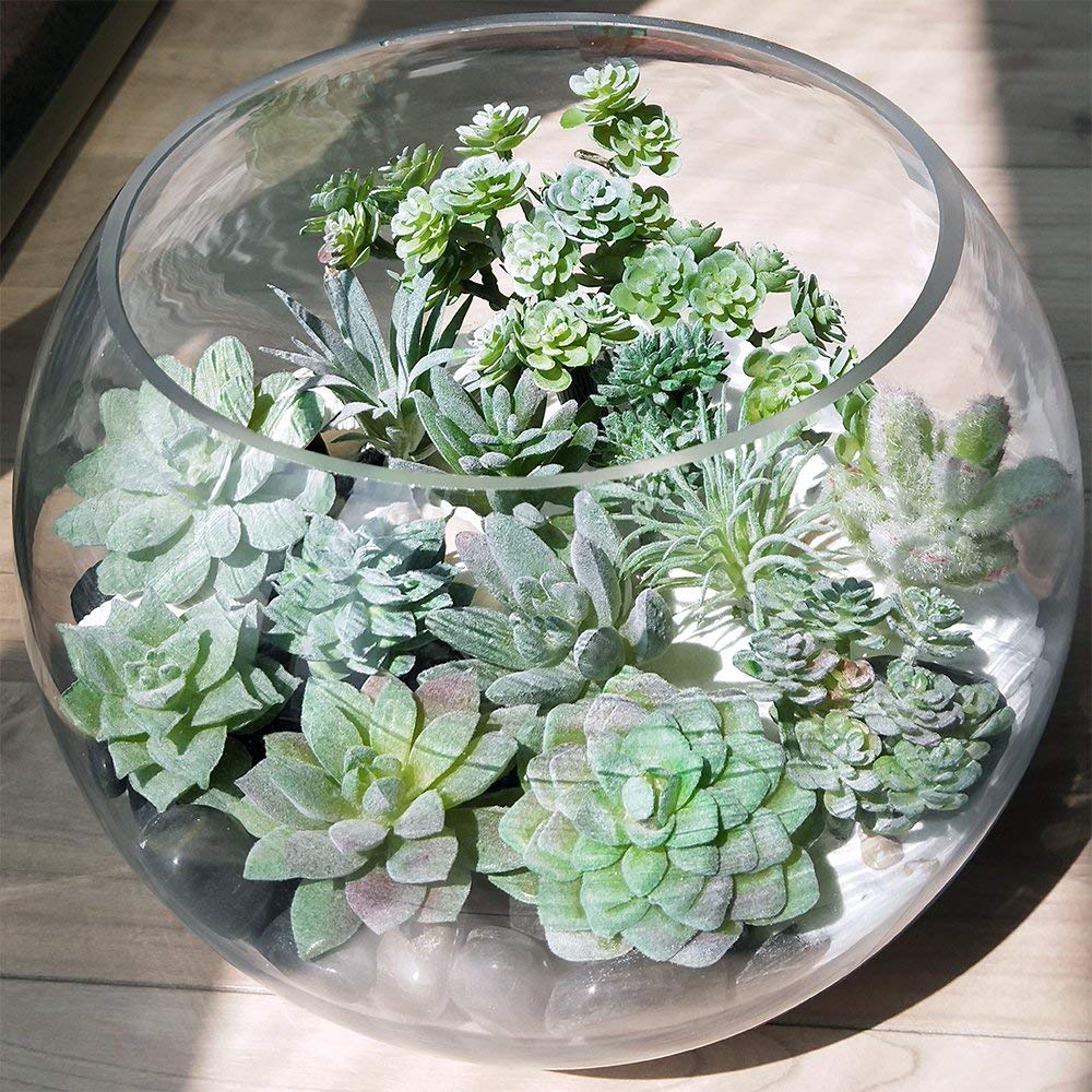 HASTHIP 11Pcs Artificial Succulent Plants, Faux Succulent in Flocked Green in Different Type Different Size, Mini Artificial Plants Desk Decor, Computer Desktop Decoration