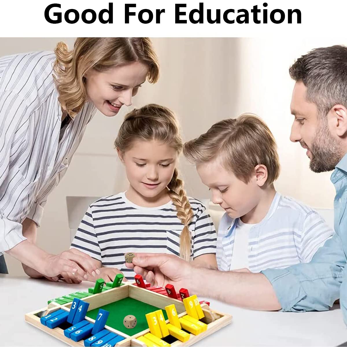 PATPAT Shut The Box Dice Game, Board Games for Kids, 2-4 Player Family Wooden Board Games for Adults and Kids, 2 Dice Party Game Montessori Toy Game for Toddlers Kids Over 3 Preschools