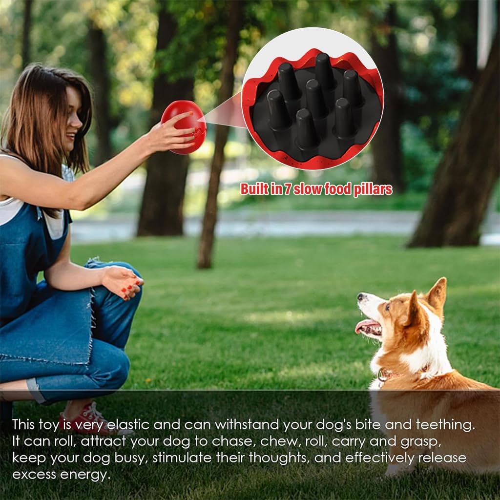 Qpets Ball Toy Dog Toy Slow Feeding Toy Dog Chew Toy Licking Toy Durable Rubber Egg Toy for Dog TreatsToy for Small, Medium Dog Up to 16kg