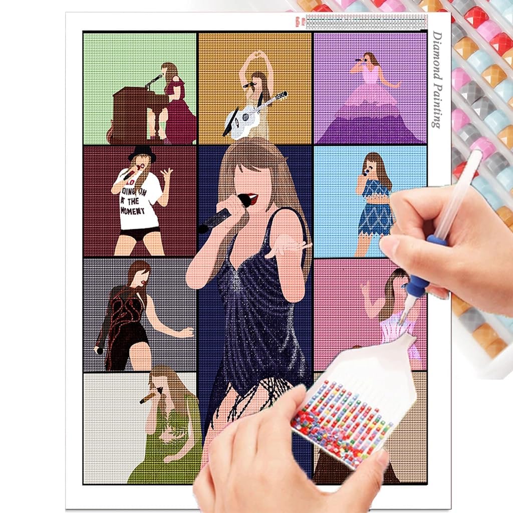HASTHIP Fashion Star DIY Diamond Painting Kits 5D Diamond Painting for Adults Diamond Painting Kit Art for Wall Home Decor Arts Craft (11.81x15.75)