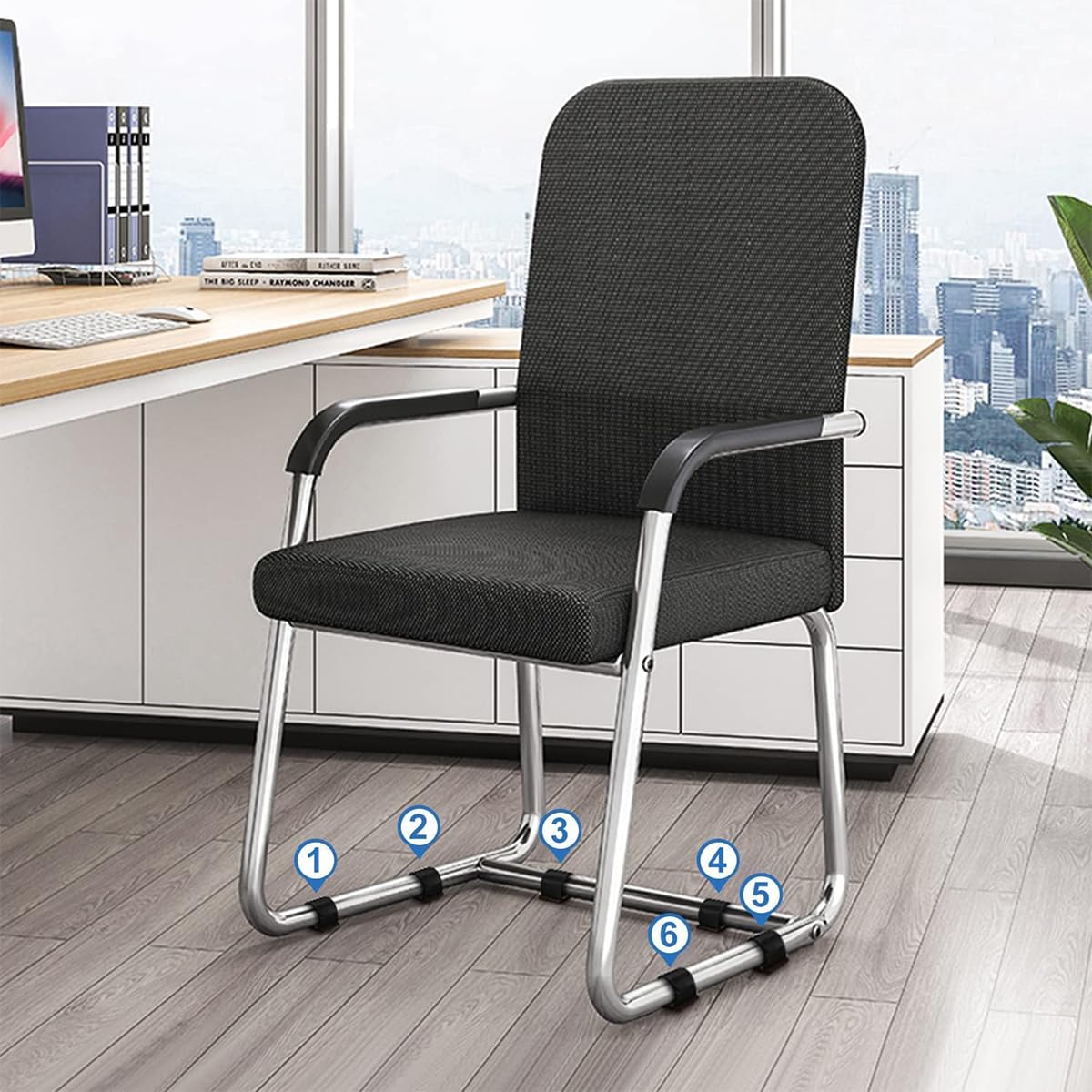 HASTHIP 12pcs Chair Feet Pads Non-Skid Felt Pad Glides for Cantilever Chairs Noise Reduction Pads Floor Protectors Hook and Loop Chair Feet Pad Straps for Cantilever Chair